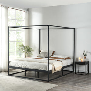 Letto a baldacchino Kristianstad metallo nero in varie dimensioni [en.casa] - premiumXL