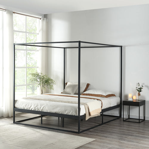 Letto a baldacchino Kristianstad metallo nero in varie dimensioni [en.casa] - premiumXL