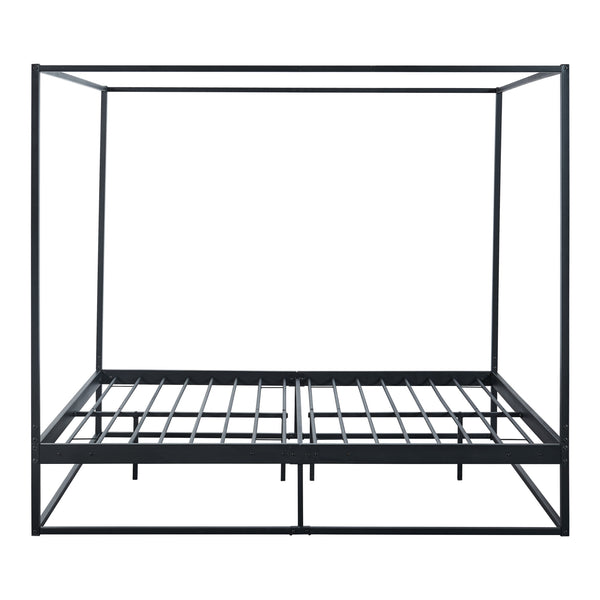 Letto a Baldacchino Kristianstad Struttura in Metallo Nero - Dimensioni Varie [en.casa] 