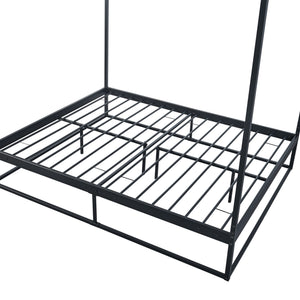 Letto a Baldacchino Kristianstad Struttura in Metallo Nero - Dimensioni Varie [en.casa] 