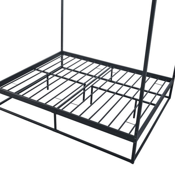 Letto a Baldacchino Kristianstad Struttura in Metallo Nero - Dimensioni Varie [en.casa] 