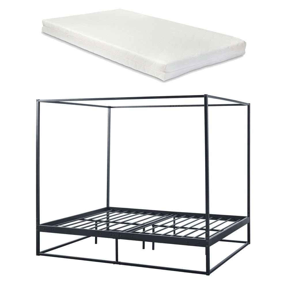 Letto a baldacchino Kristianstad con materasso nero in diverse misure [en.casa] - premiumXL