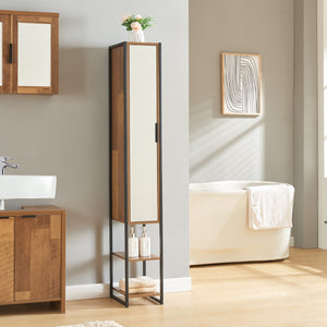 Mobile a Colonna Namsskogan per Bagno - Nero / effetto Legno Intarsiato color Noce [en.casa] 