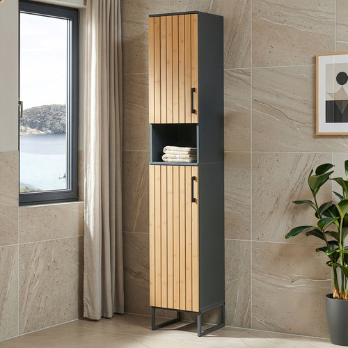 Colonna Svanes 170x30x30 cm Grigio scuro/Naturale [en.casa]