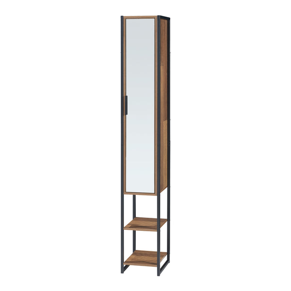 Mobile a Colonna Namsskogan per Bagno - Nero / effetto Legno Intarsiato color Noce [en.casa] 