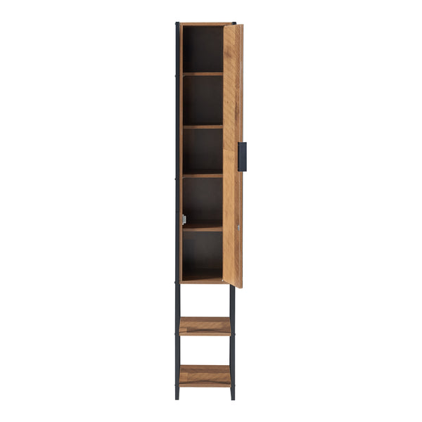 Mobile a Colonna Namsskogan per Bagno - Nero / effetto Legno Intarsiato color Noce [en.casa] 