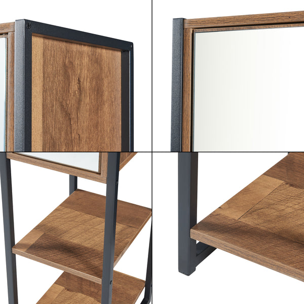 Mobile a Colonna Namsskogan per Bagno - Nero / effetto Legno Intarsiato color Noce [en.casa] 