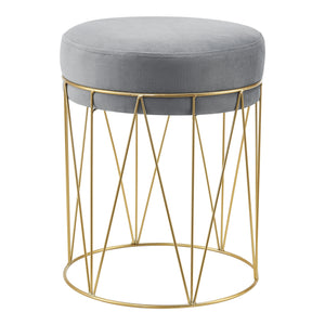 Sgabello basso 'Melsele' con Seduta Imbottita - Grigio [en.casa]