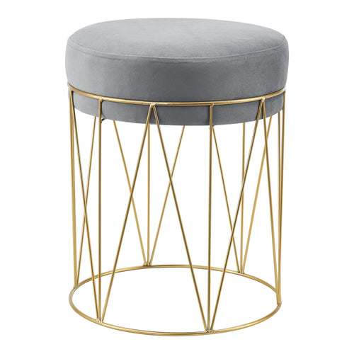 Sgabello basso 'Melsele' con Seduta Imbottita - Grigio [en.casa]