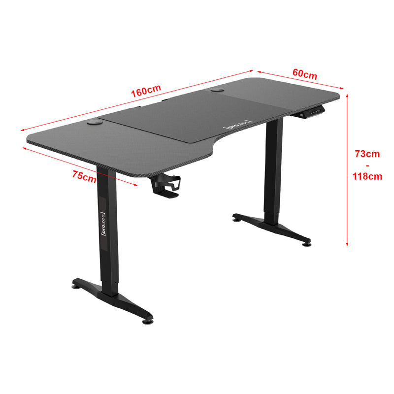 Schizzo in scala Scrivania Oxnard ad Altezza Regolabile con Sollevamento Elettrico pro.tec