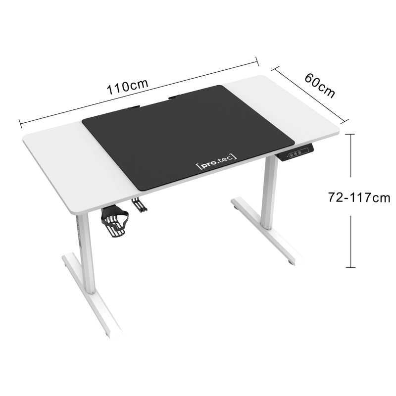 Schizzo in scala Scrivania Pomona 110x60 cm Regolabile in Altezza con Sollevamento Elettrico pro.tec