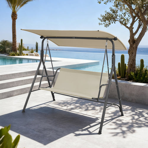 Dondolo da Giardino Satten a 3 Posti con Tettuccio Parasole 173x119x153 cm [en.casa]