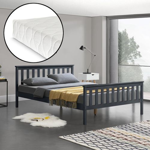 Letto in legno Hellnar con materasso in schiuma fredda in vari colori e dimensioni [en.casa]