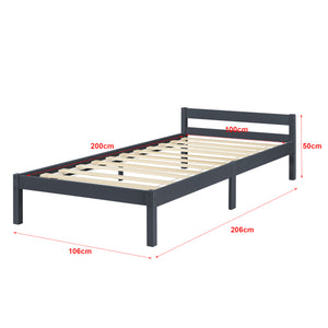 Struttura Letto in Legno di Pino 90/100/120/140/160 x 200 cm con Testiera Bassa Letto Singolo / Francese / Matrimoniale in Design Minimal - Vari Colori