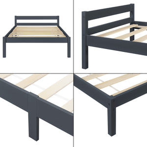 Struttura Letto in Legno di Pino 90/100/120/140/160 x 200 cm con Testiera Bassa Letto Singolo / Francese / Matrimoniale in Design Minimal - Vari Colori