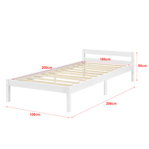 Struttura Letto in Legno di Pino 90/100/120/140/160 x 200 cm con Testiera Bassa Letto Singolo / Francese / Matrimoniale in Design Minimal - Vari Colori