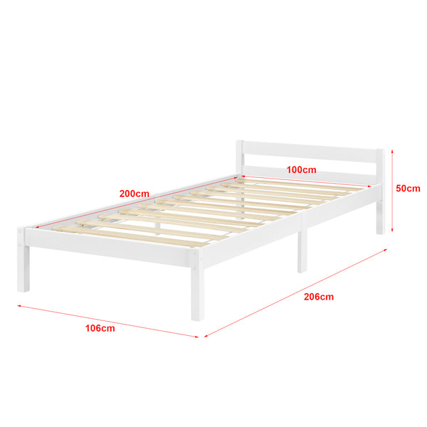 Struttura Letto in Legno di Pino 90/100/120/140/160 x 200 cm con Testiera Bassa Letto Singolo / Francese / Matrimoniale in Design Minimal - Vari Colori