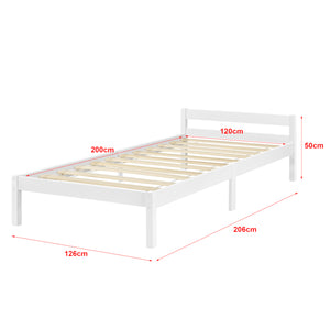 Struttura Letto in Legno di Pino 90/100/120/140/160 x 200 cm con Testiera Bassa Letto Singolo / Francese / Matrimoniale in Design Minimal - Vari Colori