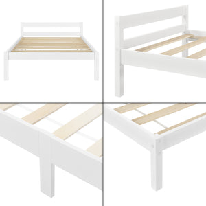 Struttura Letto in Legno di Pino 90/100/120/140/160 x 200 cm con Testiera Bassa Letto Singolo / Francese / Matrimoniale in Design Minimal - Vari Colori
