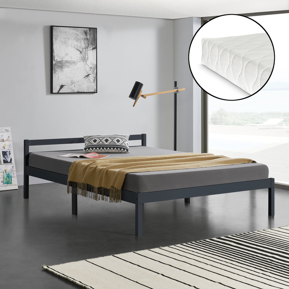 Letto in legno Nakkila vari colori e dimensioni con materasso in schiuma fredda en.casa - premiumXL