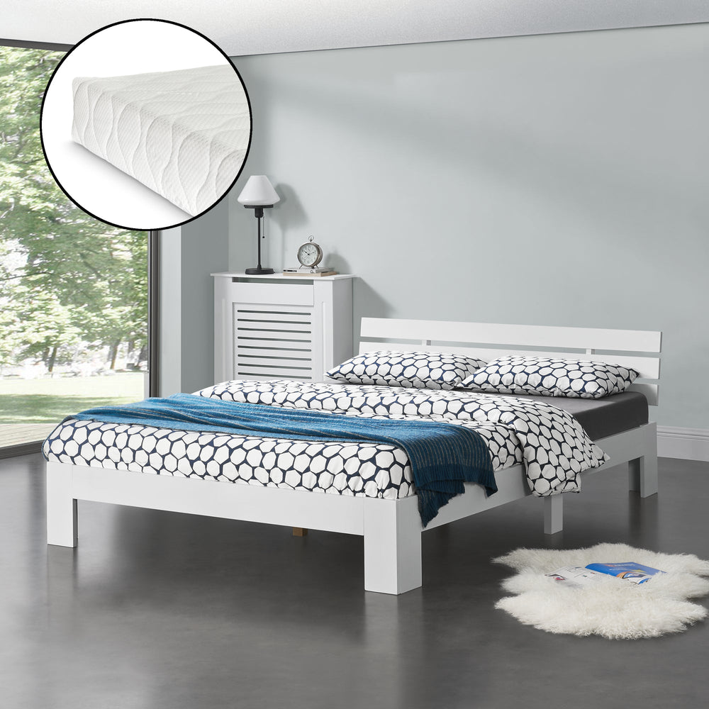 Letto in legno Nivala con materasso in schiuma fredda, diversi colori e dimensioni en.casa - premiumXL
