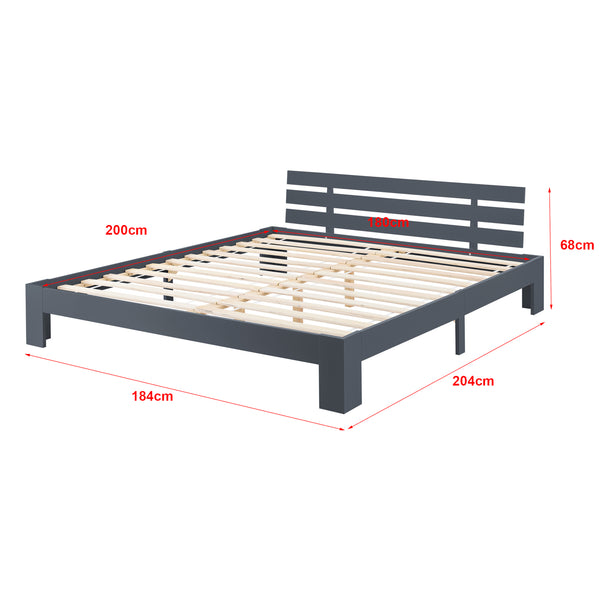 Letto in Legno di Pino con Materasso a Schiuma Fredda 90/100/120/140/160/180 x 200 cm Letto Singolo/Francese/Matrimoniale con Testiera in Stile Moderno - Vari Colori