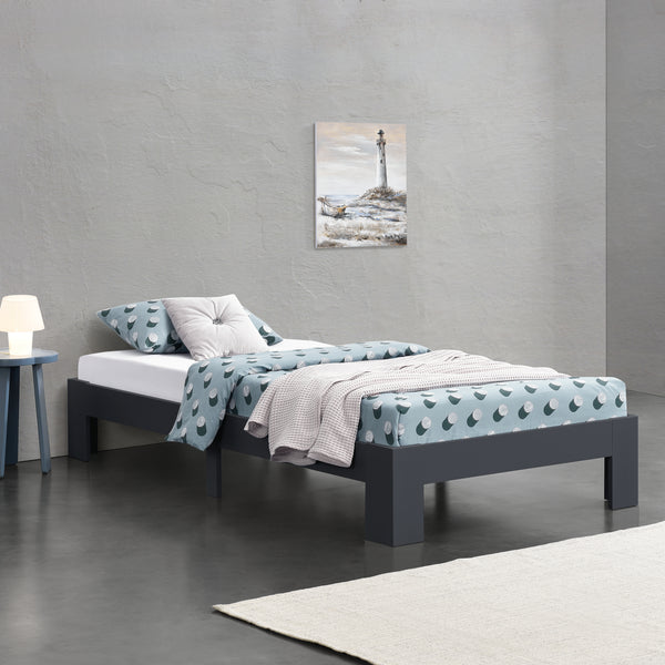 Struttura Letto in Legno di Pino 90/100/120/140/160/180 x 200 cm con Rete a Doghe Letto Singolo / Francese / Matrimoniale in Design Minimal - Vari Colori