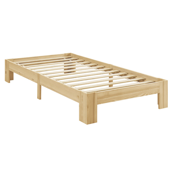 Struttura Letto in Legno di Pino 90/100/120/140/160/180 x 200 cm con Rete a Doghe Letto Singolo / Francese / Matrimoniale in Design Minimal - Vari Colori