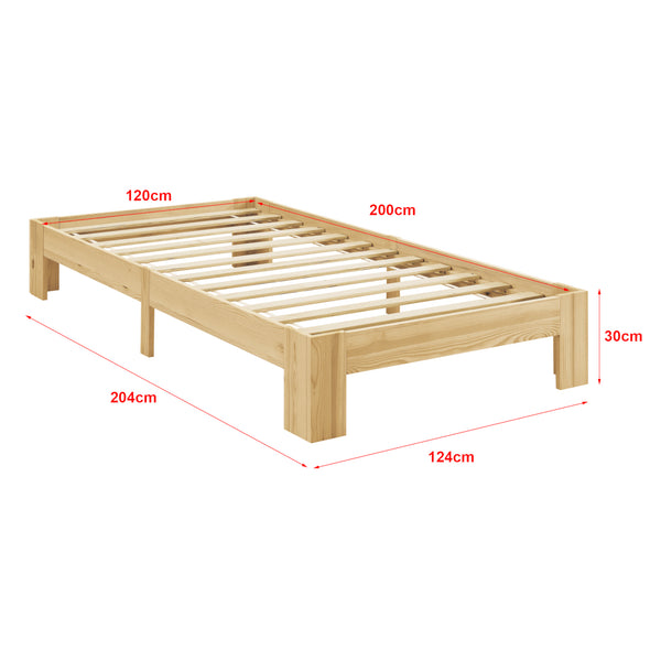 Struttura Letto in Legno di Pino 90/100/120/140/160/180 x 200 cm con Rete a Doghe Letto Singolo / Francese / Matrimoniale in Design Minimal - Vari Colori