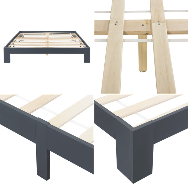 Struttura Letto in Legno di Pino 90/100/120/140/160/180 x 200 cm con Rete a Doghe Letto Singolo / Francese / Matrimoniale in Design Minimal - Vari Colori