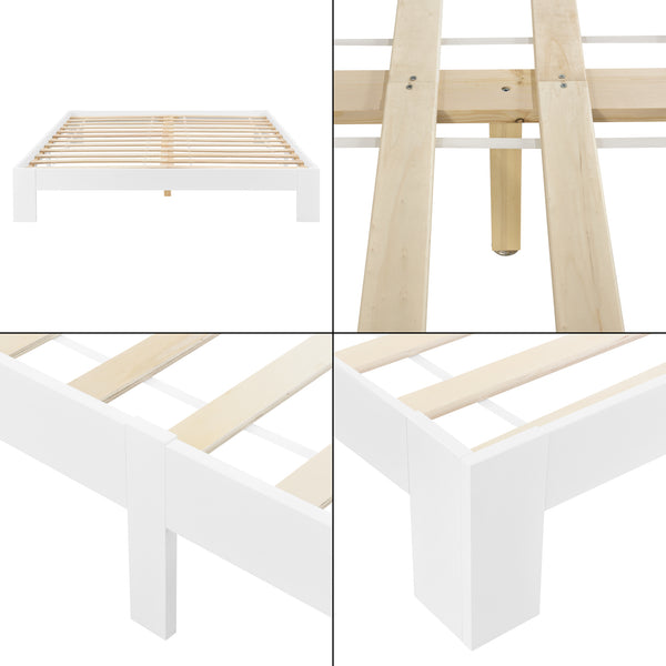 Struttura Letto in Legno di Pino 90/100/120/140/160/180 x 200 cm con Rete a Doghe Letto Singolo / Francese / Matrimoniale in Design Minimal - Vari Colori