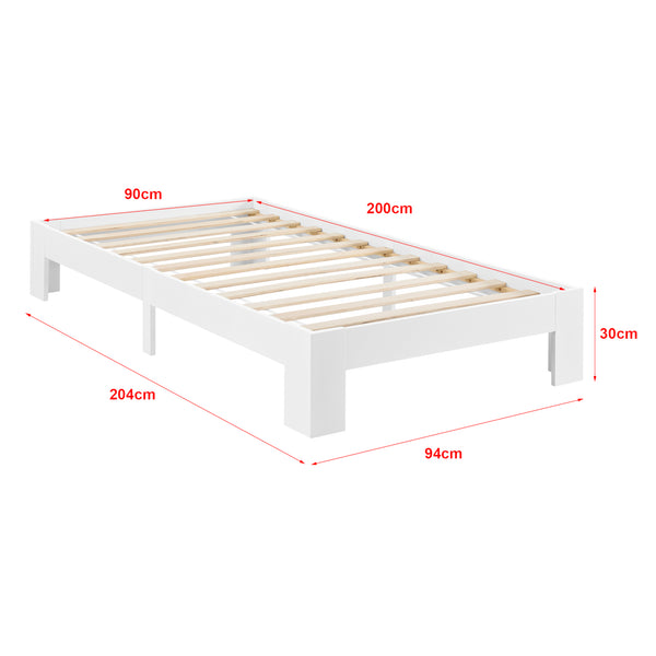 Struttura Letto in Legno di Pino 90/100/120/140/160/180 x 200 cm con Rete a Doghe Letto Singolo / Francese / Matrimoniale in Design Minimal - Vari Colori