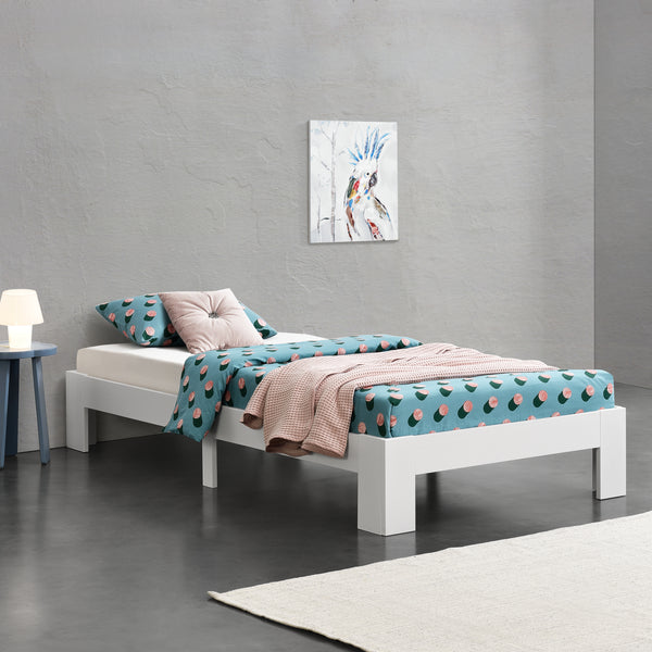 Struttura Letto in Legno di Pino 90/100/120/140/160/180 x 200 cm con Rete a Doghe Letto Singolo / Francese / Matrimoniale in Design Minimal - Vari Colori