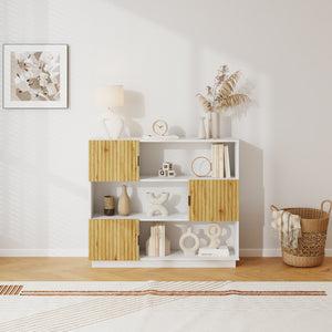Libreria Bassa Verhundar Scaffale a 3 Livelli con Vani Aperti e Chiusi con Ante [en.casa]
