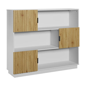 Libreria Bassa Verhundar Scaffale a 3 Livelli con Vani Aperti e Chiusi con Ante [en.casa]
