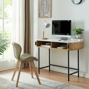 Tavolo Consolle Tvedestrand con Scomparti Chiusi in Bambù [en.casa]