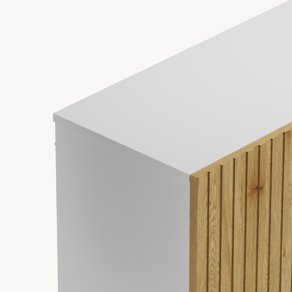 Libreria Bassa Verhundar Scaffale a 3 Livelli con Vani Aperti e Chiusi con Ante [en.casa]