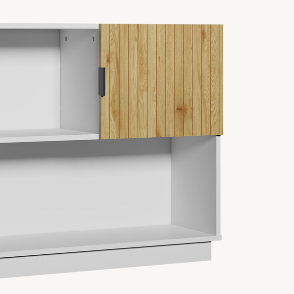 Libreria Bassa Verhundar Scaffale a 3 Livelli con Vani Aperti e Chiusi con Ante [en.casa]