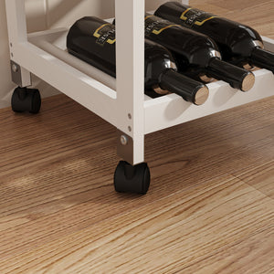 Carrello Portaoggetti Biel con Cassetto 3 Ripiani e Griglia Portabottiglie 76x37x37 cm [en.casa] 