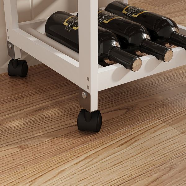 Carrello Portaoggetti Biel con Cassetto 3 Ripiani e Griglia Portabottiglie 76x37x37 cm [en.casa] 