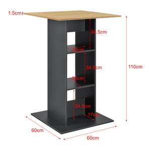 Tavolo Alto da Bar Visby con Piano Quadrato e 3 Ripiani [en.casa]