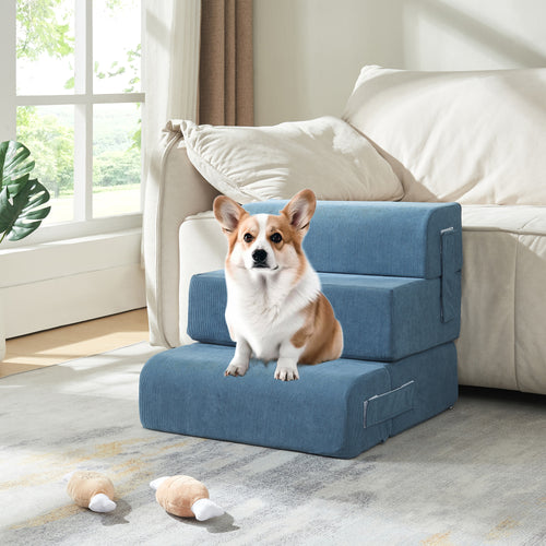 Scala per animali Joelerhatra 4 pezzi 45x50x45 cm corda blu [en.casa] - premiumXL