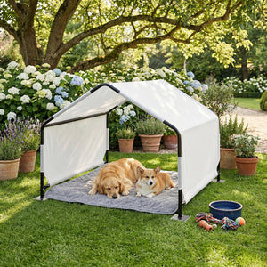 Tenda da Esterno Valevali per Cani Cuccia Impermeabile 122 x 122 x 90 cm - Nero/Bianco [en.casa]