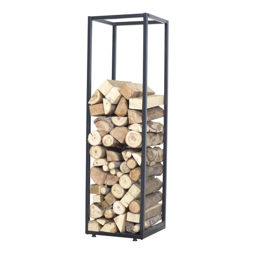 Portalegna Tornved acciaio 35x35x120 cm nero [en.casa] - premiumXL