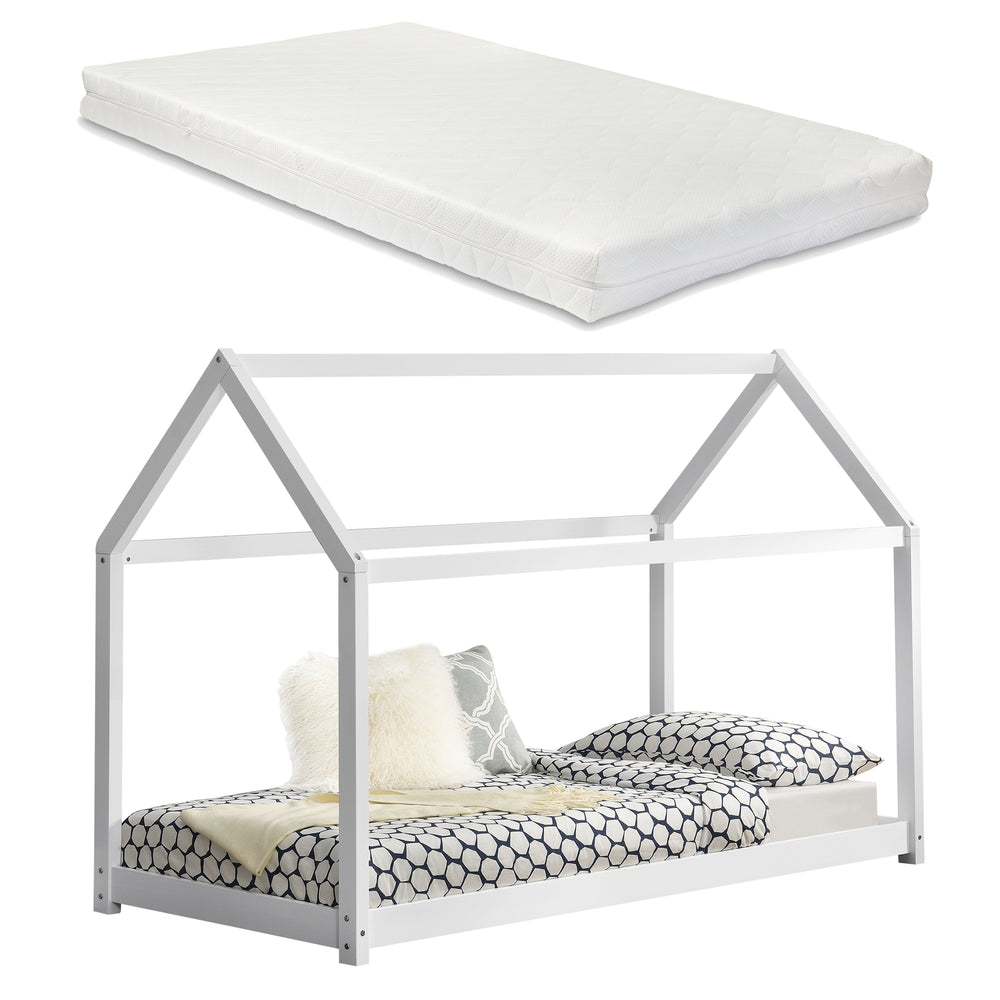 Lettino per bambini 90x200 cm Netstal con materasso in schiuma fredda in vari colori [en.casa]