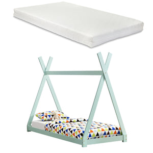 [en.casa] Letto per Bambini 90 x 200 cm con Materasso a Schiuma Fredda Design Teepee Indiano Lettino a Tenda Legno di Pino