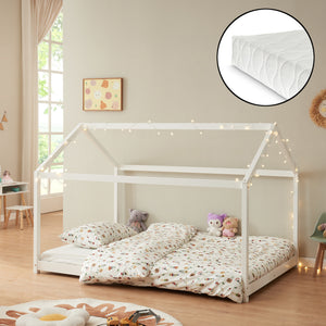 Letto per bambini Cerro con materasso in schiuma fredda bianco in diverse misure [en.casa] - premiumXL