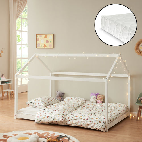 Letto per bambini Cerro con materasso in schiuma fredda bianco in diverse misure [en.casa] - premiumXL