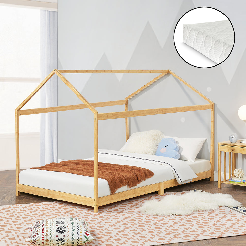 Letto per bambini Vindafjord in bambù in varie misure + materasso [en.casa] - premiumXL
