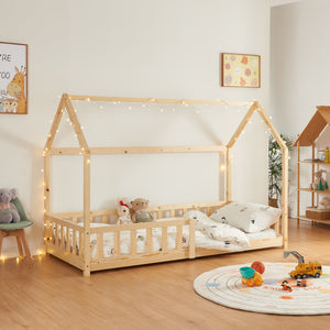 Letto per Cameretta Hesel a Forma di Casetta in Legno di Pino [en.casa] 